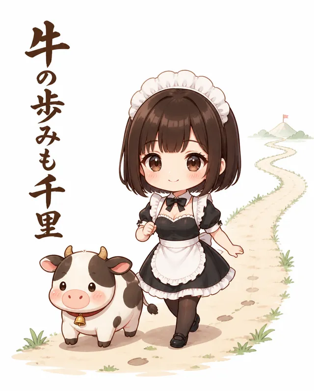 牛の歩みも千里🐮
