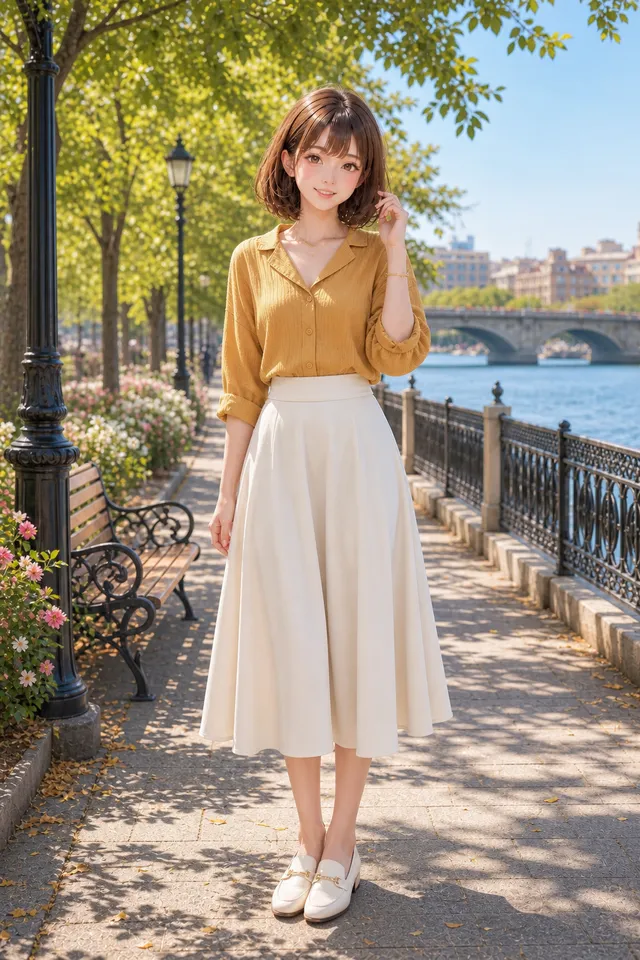 マスタードブラウス コーデ 💛