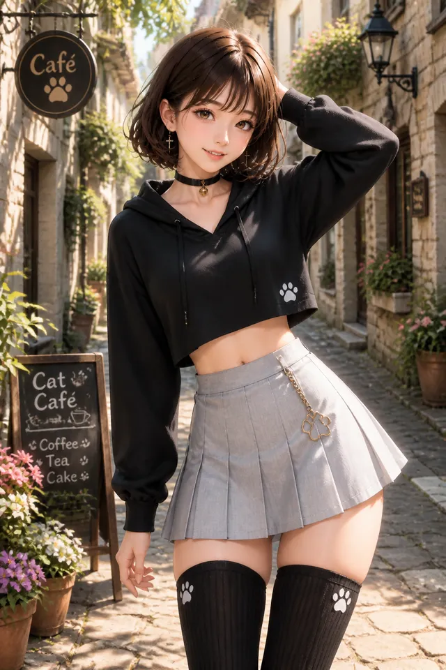 ブラックパーカー猫カフェコーデ🐈‍⬛🐾