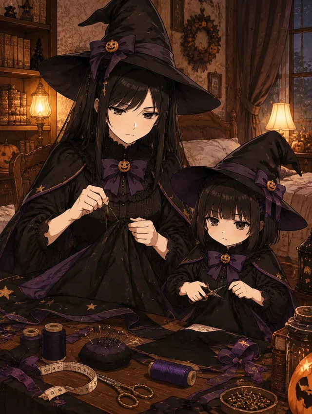 #うちの子のベストショット
真剣な表情でハロウィンの衣装制作中