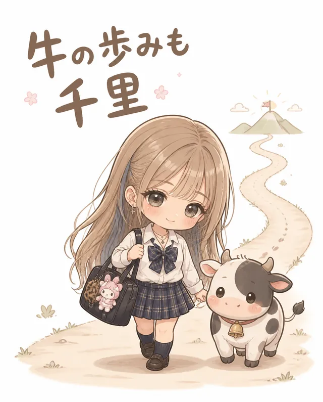 うちの子のことわざ辞典｢牛の歩みも千里｣