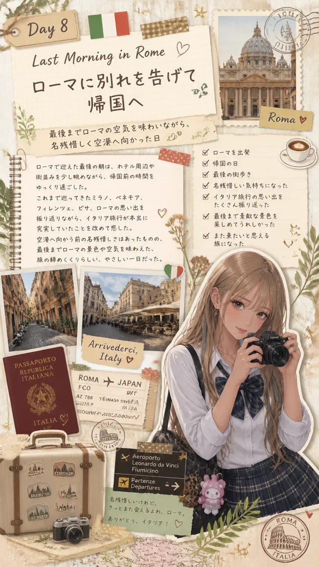 うちの子｢美蘭ちゃん｣のイタリア旅行記
最終日、イタリアに別れを告げて帰国へ