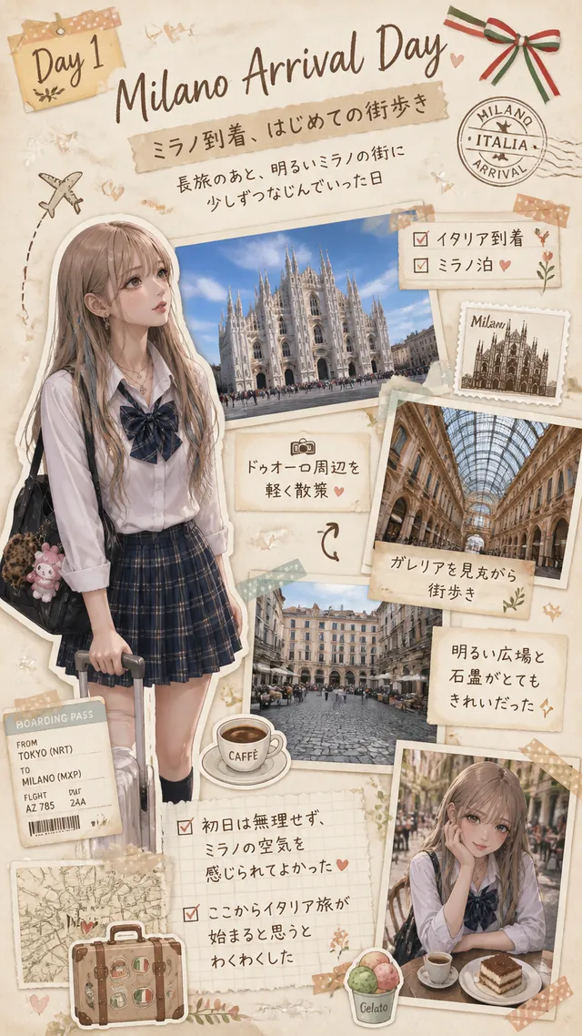 うちの子｢美蘭ちゃん｣のイタリア旅行記
1日目、ミラノの街歩き