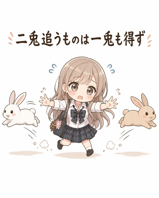 うちの子のことわざ辞典｢二兎追うものは一途も得ず｣