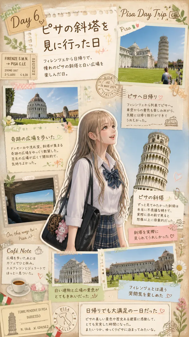うちの子｢美蘭ちゃん｣のイタリア旅行記
6日目、ピサの斜塔へ