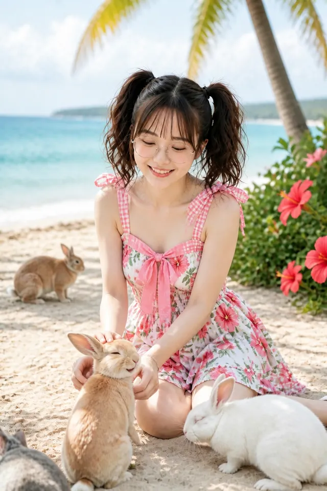 夏の島でリゾート気分の女の子です