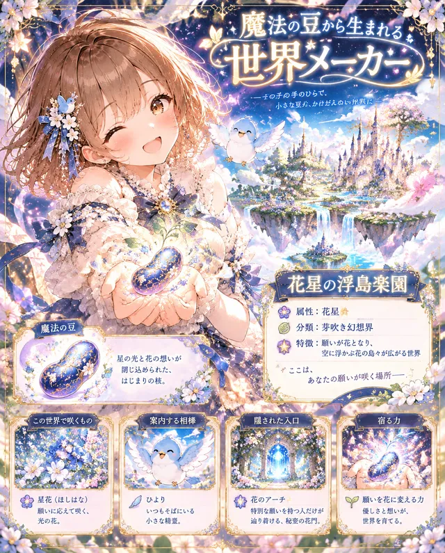 あなたのうちの子から、
魔法の豆から生まれる世界が作り出されます。