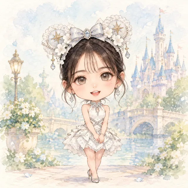 りるさんのプロンプトをお借りしました(*ᴗ͈ˬᴗ͈)ꕤ*.ﾟ
あのお城の前(*´艸`*)♪