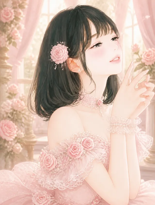 ピンクドレス　雫