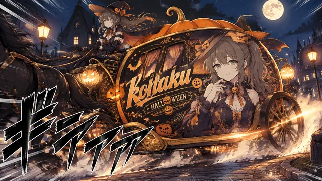 かぼちゃの馬車が痛車になっちゃった！
ハロウィンナイトをド派手に駆け抜けろ！ 
#うちの子のベストショット
