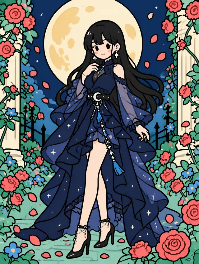 月とバラ🌹