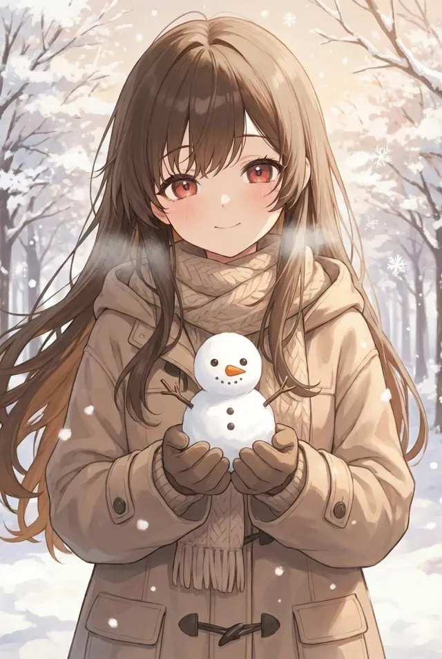 雪だるまを持たせました！