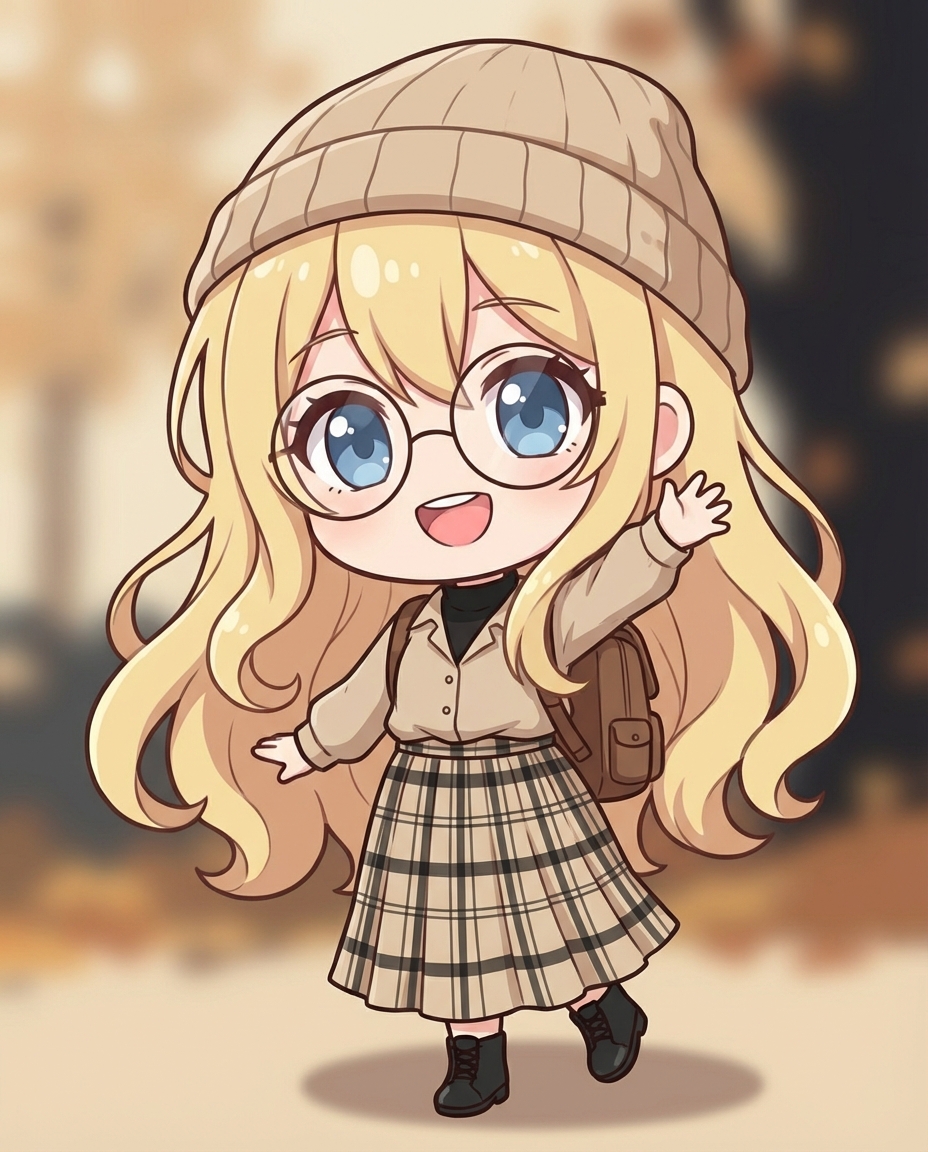 丸メガネ×ニット帽のトラッドコーデ！