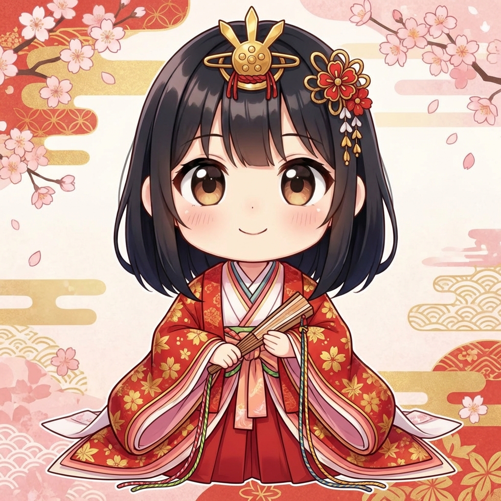 舞さんのちびキャラをお雛様に着せ替えしました✨️