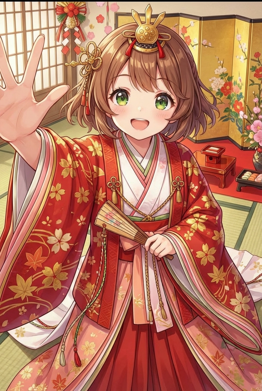 りすちゃさんのイラストをお雛様に着せ替えました！