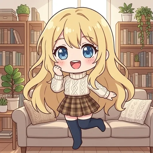 ふんわりニット×チェックスカート！